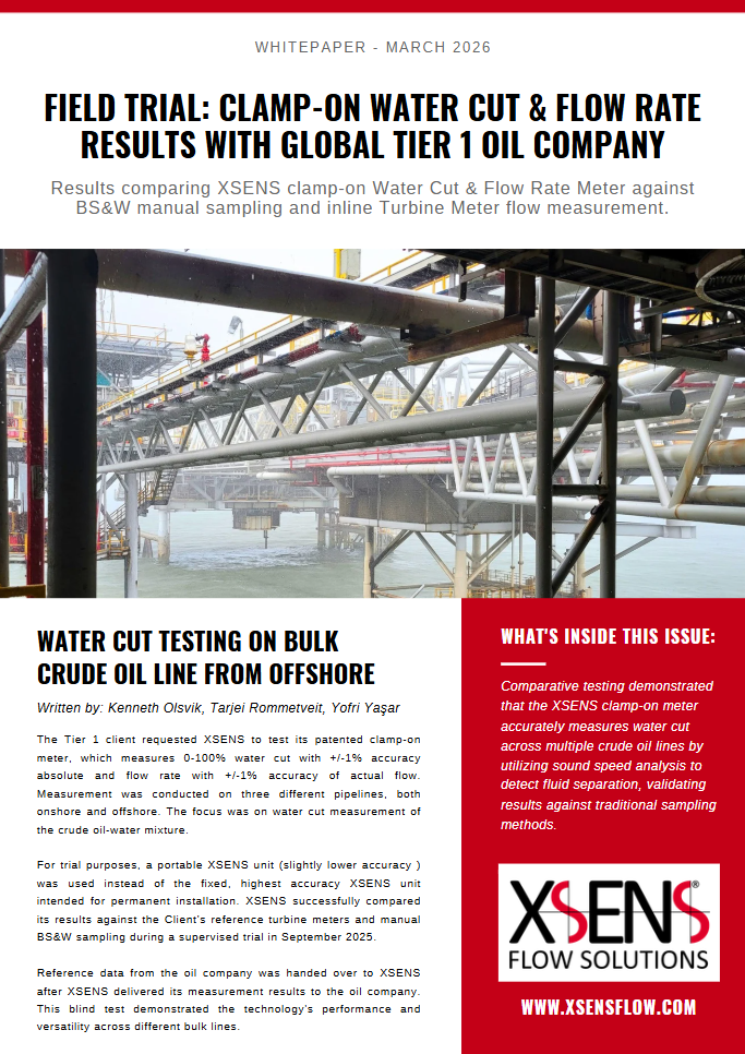 XSENS Trial - Water Cut Testing on bulk crude line